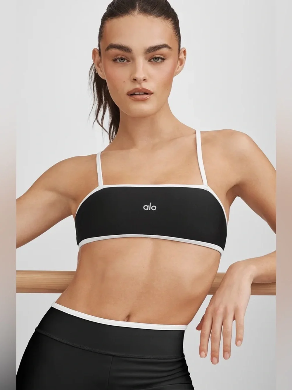 Alo Yoga Airlift High Waist Charger 7/8 Legging + Bra Set black/white